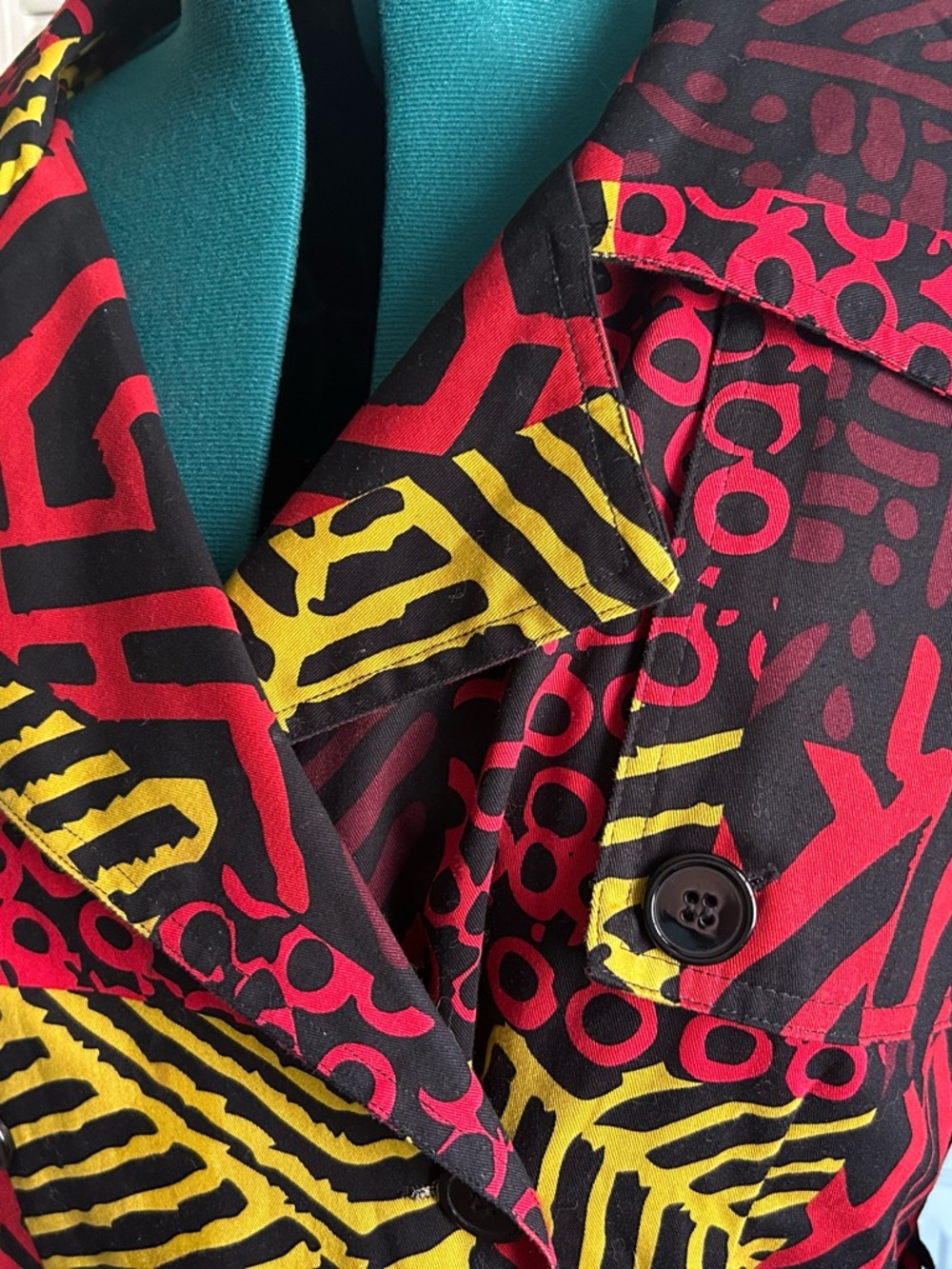 DIYANU African Print Trench Coat Women XL Ankara Belted Statement Jacket - Picture 7 of 11